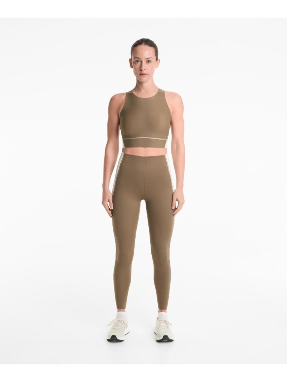 Oysho Perfect-Adapt Womens Pants Leggings 7/8 High Rise Small Khaki 3217/232 NWT